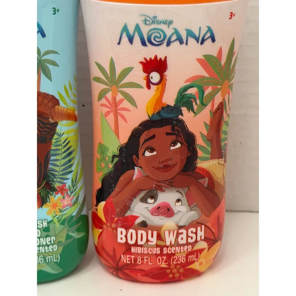 Disney Moana Kids Bath Set 3-in-1 Shampoo Body Wash Coconut Hibiscus 8oz 2 Pack